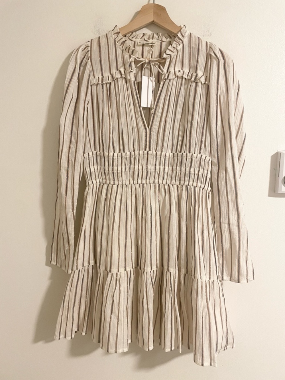Ulla Johnson Rosalind Mini Dress Women’s Size 4 Lurex Stripe Cream NWT - Picture 6 of 13